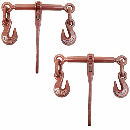 BOXER TOOLS HD Ratchet Chain Load Binder w/Forged Grab Hooks, 1/2-in. 5/8in, 13,000lbs WLL, 2PK 66169/ LB02-1258